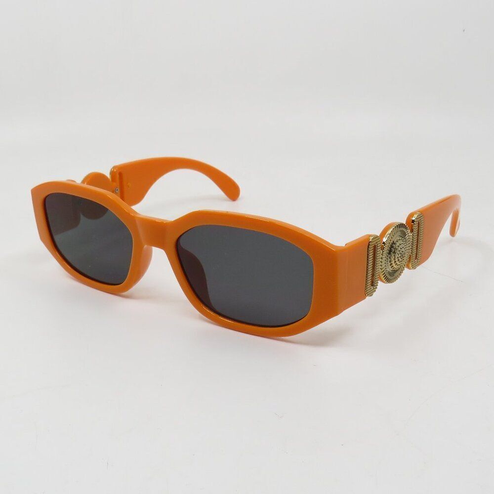 Fashion Sunglasses Retro Orange/Grey Gold Logo Vintage Fashion Irregular Frame